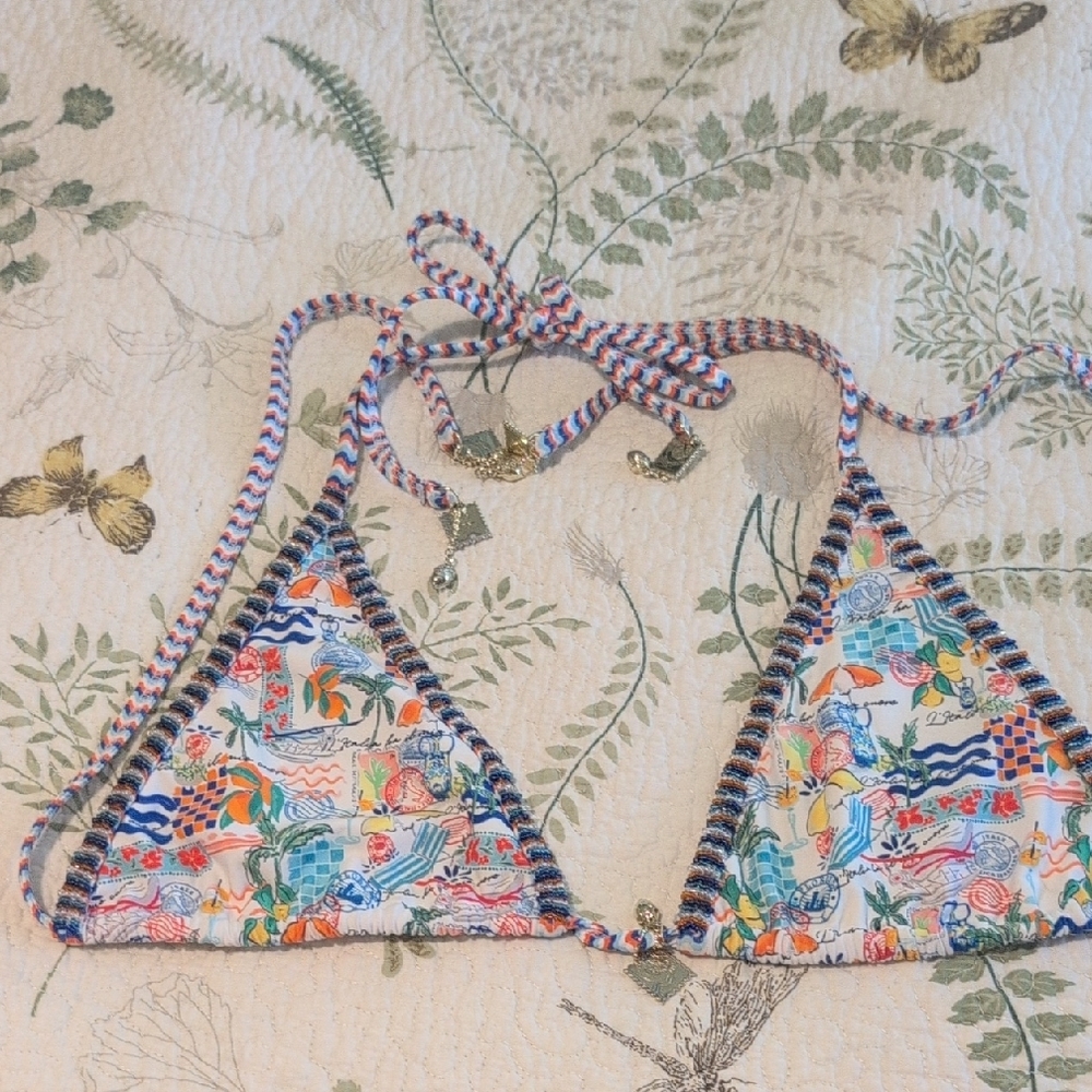 Colorful Patterned Triangle Bikini Top